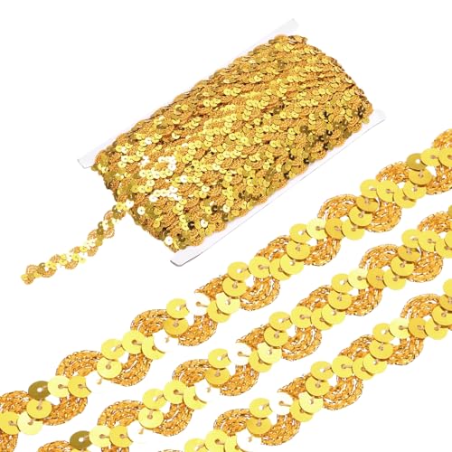 sourcing map 22 Yard Pailletten Perlen Spitzenborte 1,5 cm Wellen-Paillettenborte Zierleiste Paillettenband für Handwerk, Verzierungen, DIY Nähen Kostüm, Gelbgold sourcing map 22 Yard Pailletten Perlen Spitzenborte 1,5 cm Wellen-Paillettenborte Zierleiste Paillettenband für Handwerk, Verzierungen, DIY Nähen Kostüm, Gelbgold von sourcing map