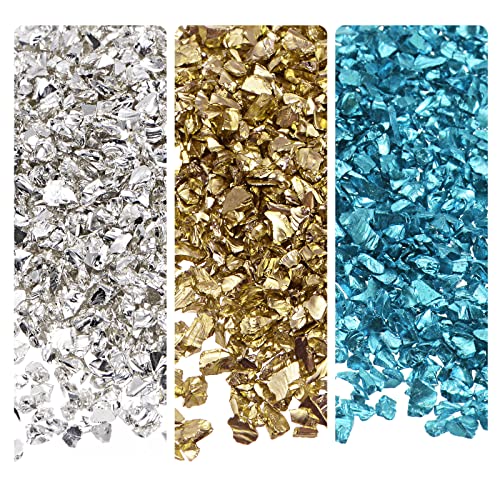 sourcing map 3 Farben Glassplitter 1-4mm unregelmäßig glitzernd metallisch Glas 28g Dunkel von sourcing map