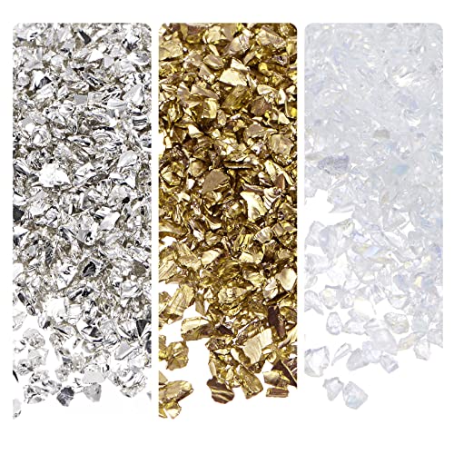 sourcing map 3 Farben Glassplitter 1-4mm unregelmäßig glitzernd metallisch Glas 28g Hell von sourcing map