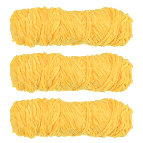 sourcing map 3 Strähnen Chenille Garn Weich Decke Garn 3x100gr/3.5oz (3x131yds) Polyester Samt Flauschgarn Strickerei für Häkeln Weben Schal Gelb von sourcing map