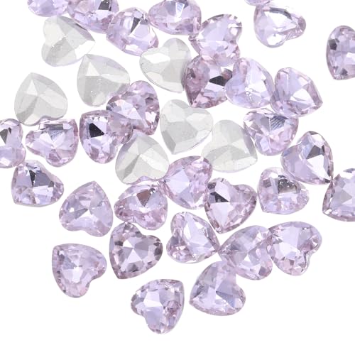 sourcing map 30 x Herz-Strasssteine, 10 mm, spitze Rückseite, Herz-Glas-Strass-Edelsteine, Kristalle, für Schmuckherstellung, Kostüme, Bastelarbeiten, transparent, Violett von sourcing map