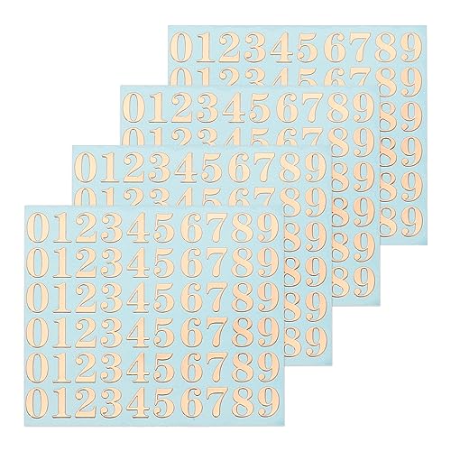 sourcing map 4 Blätter Nummer Harz Aufkleber 3D Klein 1 bis 9 Rose Gold Mini Nummer Sticker Metallisch Funkeln Legierung für Harz Nägel Sammelalben von sourcing map