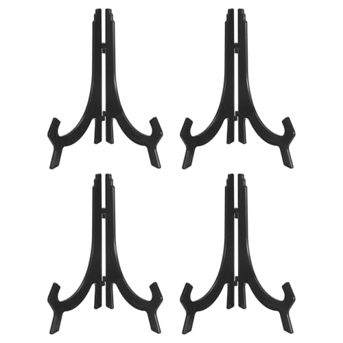 sourcing map 4 Stück 25,4 cm Acryl-Staffelei-Präsentationsständer, zusammenklappbarer Tellerständer, transparent, Staffelei, Tellerhalter, Bilderständer für Präsentationsrahmen, dekorativer von sourcing map