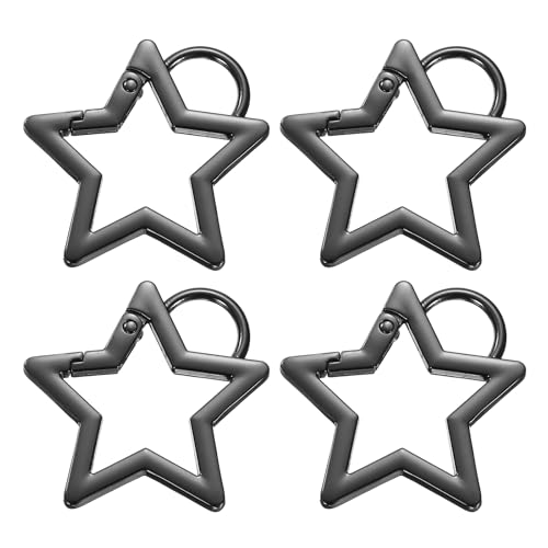 sourcing map 4 Stück sternförmige Feder-Schlüsselanhänger-Clips aus Metall, 4,1 cm, Karabinerhaken mit Ohrauslöser, Schlüsselhalter-Clips für Schlüsselanhänger, Taschen, Geldbörsen, Handtaschen, von sourcing map