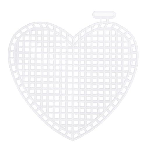 sourcing map 4 x Kunststoff-Mesh-Leinwand, 7 Stück, 7,4 cm, weißes Herz, blanko, Leinwand für Stickerei, Nadelspitze, Stricken, Häkeln von sourcing map