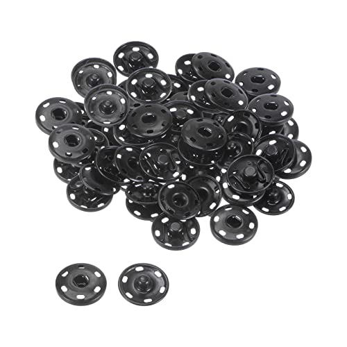 sourcing map 40 Set Aufgenäht Schnappen Knöpfe 20mm 0.79" und 12mm 0.83" Kupfer Metall Schnellverschlüsse Presse Nieten Knöpfe für Nähen Bekleidung Basteln Schwarz von sourcing map