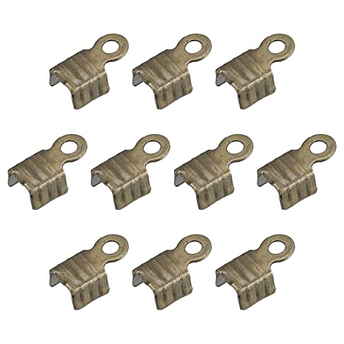 sourcing map 400Stk 3x6mm Umklappbare Kordelspitzen Terminatoren Crimp Ende Spitzen für Leder Farbband Handwerk Herstellung Bronze Ton von sourcing map