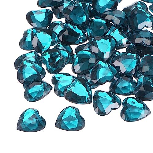 sourcing map 40Stk Acryl Herz Strass 15mm Flach Hinten Plastik Edel Schmuck Aufkleber für Valentinstag Partys Schmuck Herstellung Karte Basteln Blau von sourcing map