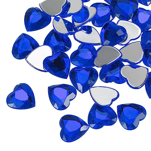 sourcing map 40Stk Acryl Herz Strass 15mm Flach Hinten Plastik Edel Schmuck Aufkleber für Valentinstag Partys Schmuck Herstellung Karte Basteln Dunkel Blau von sourcing map