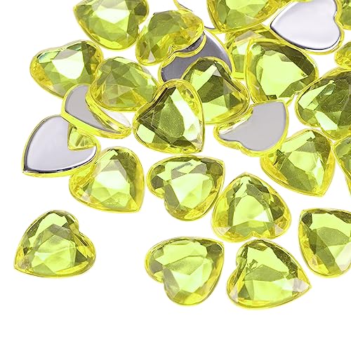 sourcing map 40Stk Acryl Herz Strass 15mm Flach Hinten Plastik Edel Schmuck Aufkleber für Valentinstag Partys Schmuck Herstellung Karte Basteln Hell Gelb von sourcing map