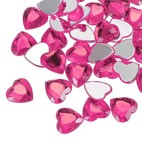 sourcing map 40Stk Acryl Herz Strass 15mm Flach Hinten Plastik Edel Schmuck Aufkleber für Valentinstag Partys Schmuck Herstellung Karte Basteln Rosa Rot von sourcing map