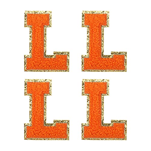 sourcing map 4Stk Chenille Buchstabe Abzeichen Aufbügeln Buchstabe Aufnäher Orange L Alphabet Dekorativ Reparatur Bestickte Aufnäher für Kleidung Schuhe Hüte Rucksäcke von sourcing map