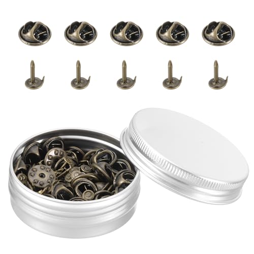 sourcing map 50 Paar Metall-Stecknadelverschlüsse, Schmetterlings-Verschlussnadeln, Ersatz, 11 mm x 4 mm, für Hutabzeichen, Basteln, Kupferton von sourcing map