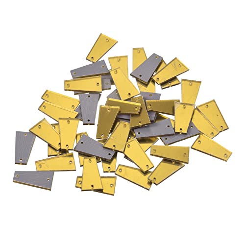 sourcing map 50 Stk. Nähen auf Acryl unregelmäßiges Spiegelstück DIY Verspiegelte Strasssteine Spiegelperlen für Abendkleider Stoffkleidung Gold 23x13mm von sourcing map