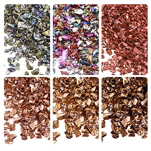 sourcing map 6 Farben Glassplitter 1-4mm unregelmäßig glitzernd metallisch Glas 28g Braun von sourcing map