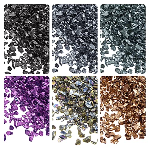 sourcing map 6 Farben Glassplitter 1-4mm unregelmäßig glitzernd metallisch Glas 28g Dunkel von sourcing map