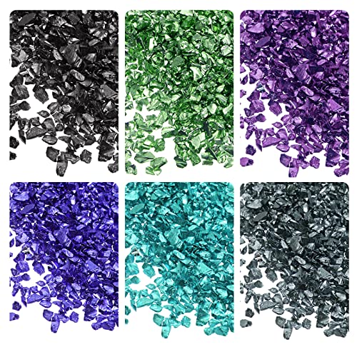 sourcing map 6 Farben Glassplitter 1-4mm unregelmäßig glitzernd metallisch Glas 28g Grün von sourcing map