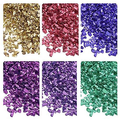 sourcing map 6 Farben Glassplitter 1-4mm unregelmäßig glitzernd metallisch Glas 28g Lila von sourcing map