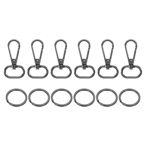 sourcing map 6 Set Drehverschluss-Haken, 0,79 Zoll D-Ring Wirbel Geldbörse Clips für Handtaschen, Geldbörsenriemen Hardware für Taschenherstellung, Push Gate Karabinerverschluss mit Schlüsselring, von sourcing map