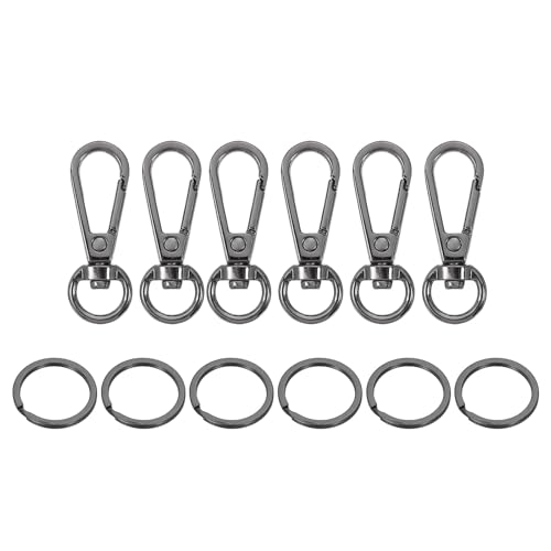 sourcing map 6 Set Drehverschluss-Haken, 0,9 Zoll D-Ring, Wirbel, Geldbörsen-Clips für Handtasche, Geldbörsenriemen, Hardware für Taschenherstellung, Push-Tor-Karabinerverschluss mit Schlüsselring, von sourcing map