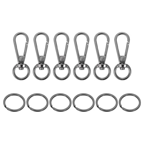 sourcing map 6 Set Drehverschluss-Haken, 0,9 Zoll D-Ring Wirbel Geldbörse Clips für Handtaschen, Geldbörsenriemen Hardware für Taschenherstellung, Push Gate Karabinerverschluss mit Schlüsselring, Grau von sourcing map