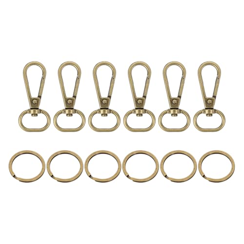 sourcing map 6 Set Drehverschluss-Haken, 1,7 cm D-Ring, Wirbel, Geldbörsen-Clips für Handtaschen, Geldbörsenriemen, Hardware für Taschenherstellung, Push-Tor-Karabinerverschluss mit Schlüsselring, von sourcing map