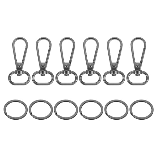 sourcing map 6 Set Drehverschluss-Haken, 1,7 cm D-Ring, Wirbel, Geldbörsen-Clips für Handtaschen, Geldbörsenriemen, Hardware für Taschenherstellung, Push-Tor-Karabinerverschluss mit Schlüsselring, von sourcing map