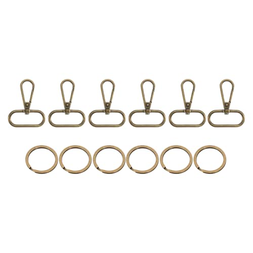 sourcing map 6 Set Drehverschluss-Haken, 3,2 cm D-Ring, Wirbel, Geldbörsen-Clips für Handtaschen, Geldbörsenriemen, Hardware für Taschenherstellung, Push-Tor-Karabinerverschluss mit Schlüsselring, von sourcing map