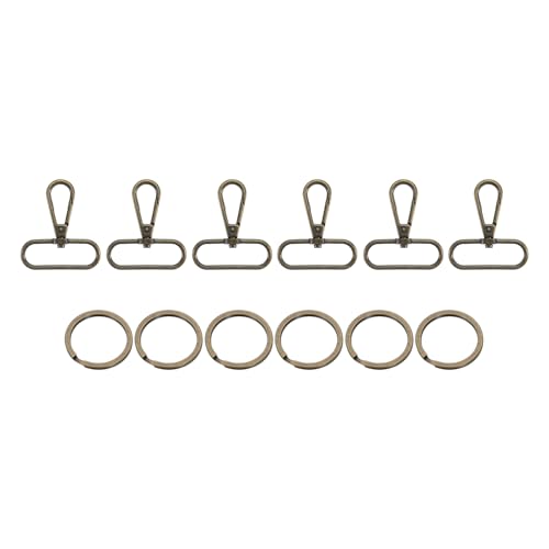 sourcing map 6 Set Drehverschluss-Haken, 3,8 cm D-Ring, Wirbel, Geldbörsen-Clips für Handtaschen, Geldbörsenriemen, Hardware für Taschenherstellung, Push-Tor-Karabinerverschluss mit Schlüsselring, von sourcing map