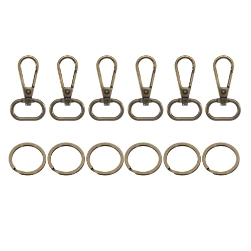 sourcing map 6 Set Drehverschluss-Haken, D-Ring, Wirbel, Geldbörsen-Clips für Handtaschen, Geldbörsenriemen, Hardware für Taschenherstellung, Push-Tor-Karabinerverschluss mit Schlüsselring, Bronze von sourcing map