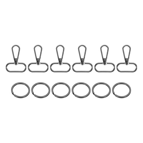 sourcing map 6 Set drehbare Verschlusshaken, 3,2 cm D-Ring-Drehgelenk-Clips für Handtasche, Geldbörsenriemen, Hardware für Taschenherstellung, Push-Tor-Karabinerverschluss mit Schlüsselring, Grau von sourcing map