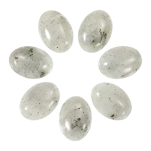 sourcing map 7 Stück Flache Ovaler Naturstein Achatperlen 18mm x 13mm Flache Rückseite Kristall Steinperlen für Schmuck Machen DIY Fotorahmen Wohnkultur Grau von sourcing map