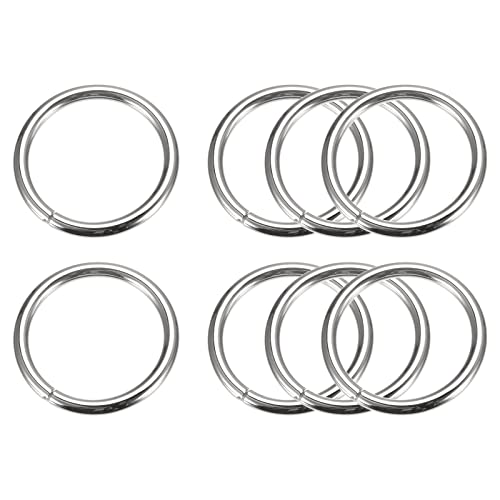 sourcing map 8 Stück Metall O-Ringe 38mm(1.5") Innendurchm. 3.8mm Dicke Mehrzweck Ungeschweißte O-Ring Schnalle für Handwerk Gürtel Geldbeutel Tasche Herstellung Hardware Silber Ton von sourcing map