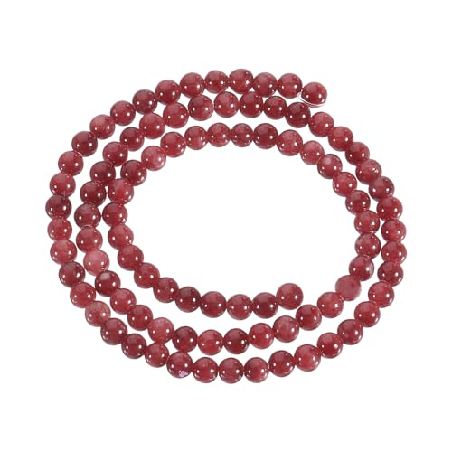 sourcing map 93Stk 4mm Natural Steine Perlen Rund Edelstein Quarz Perlen für Handarbeit Armband Halskette Schmuck Herstellung Dunkel Rot von sourcing map