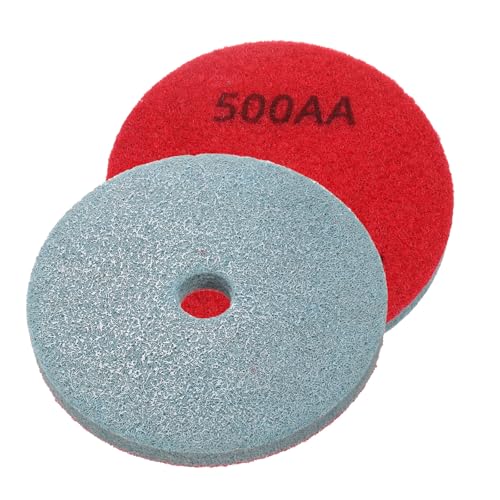 sourcing map Diamantschwamm Polierpads 12,7 cm Durchmesser 500er Körnung Schmirgelsandfaser Polierpad Nassgebrauch Polierpad für Stein, Beton, Marmor, Schleifscheibe, Rot, Hellblau, 2 Stück von sourcing map