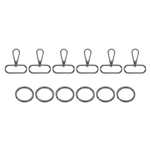 sourcing map Drehverschluss-Haken, 3,8 cm D-Ring, drehbar, Geldbörsen-Clips für Handtasche, Geldbörsenriemen, Hardware für Taschenherstellung, Karabinerverschluss mit Schlüsselring, Grau, 12 Stück von sourcing map