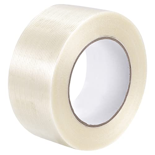 sourcing map Filament Umreifungsband 2" x55 Yards 5.3 Mil Verstärkte Glasfaser Klebeband Durchsichtig von sourcing map