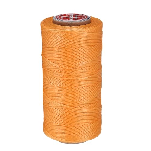 sourcing map Flaches Ledernähgarn, gewachst, 200 m Polyester-Wachsschnur, 210D Wachsschnur für Lederhandwerk, Buchbindung, Armbänder, geflochten, Orange von sourcing map