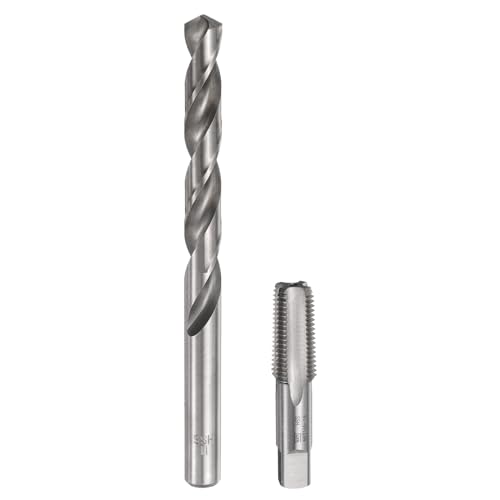 sourcing map Gewindebohrer und Bohrer-Set, 1 Stück 1/4-18 NPT gerade Nutgewindebohrer und 1 Stück 11 mm Spiralbohrer, HSS6542 Gewindebohrer von sourcing map