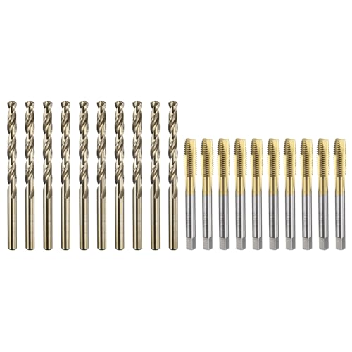 sourcing map Gewindeschneider- und Bohrer-Set, 10 Stück M8 x 1,25 metrische Spiralgewindebohrer und 10 Stück 6,8 mm Spiralbohrer, HSS-6542/M35 HSS-CO Gewindeschneidwerkzeug von sourcing map