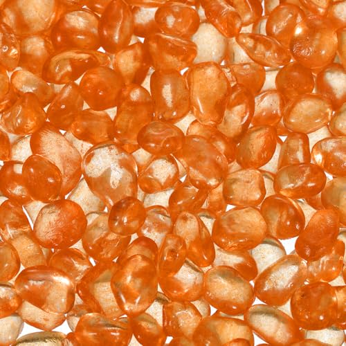 sourcing map Glassteine, 907 g, Glas-Kieselsteine, Murmeln, künstliche Perlen, Edelsteine für Ausstellung, Vasenfüller, Terrarium, Blumentopf, Dekoration (5–9 mm, Orange) von sourcing map