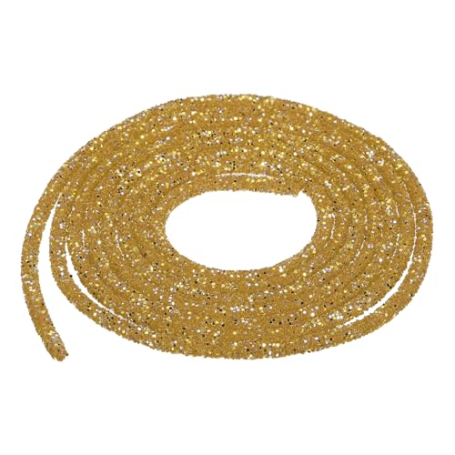 sourcing map Glitzer-Pailletten-Seil, Pailletten, Strass, für selbstgemachte Hochzeitskleider, Kostüm, Kleidung, Schuhe, Schmuck, Accessoire, goldfarben, 7 mm, 2,5 m von sourcing map