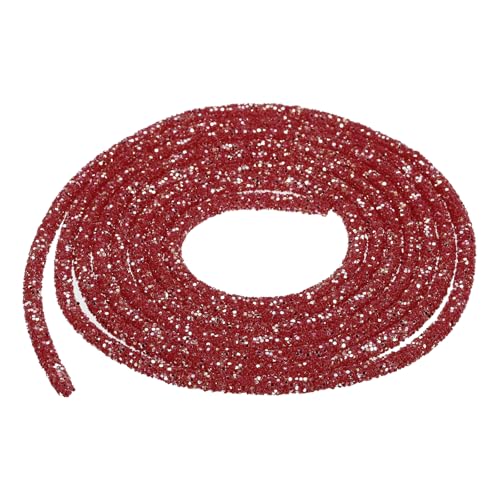 sourcing map Glitzer-Pailletten-Seil, Pailletten, Strass, für selbstgemachte Hochzeitskleider, Kostüme, Schuhe, Schmuck, Zubehör, Rot, 7 mm, 2,5 m von sourcing map