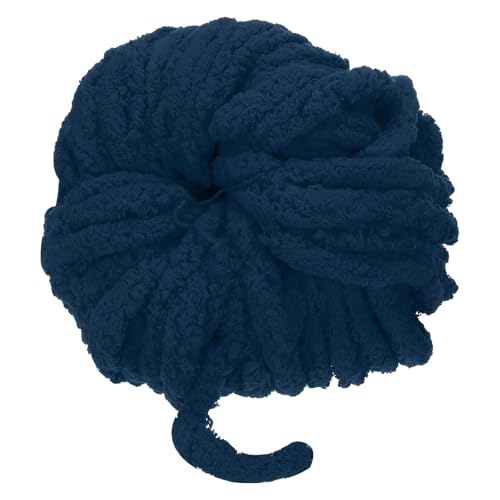 sourcing map Grobes Garn, sperriges, dickes, flauschiges Garn zum Häkeln, weiche Chenille-Decke zum Handstricken, Häkeln (Marineblau, 27 m) von sourcing map