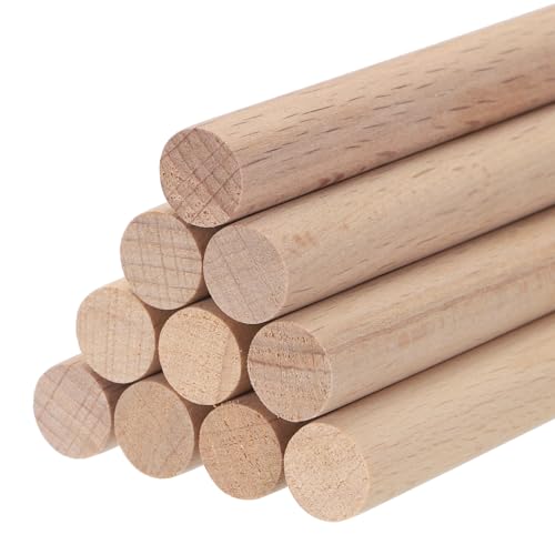 sourcing map Holz Dübel Holz Stäbchen 15cmx1.2cm Runde Holzdübel Stab für DIY Kunst Dekoration Handwerk Wand Handgemachte Kleine Haus Stäbe Packung von 10 von sourcing map