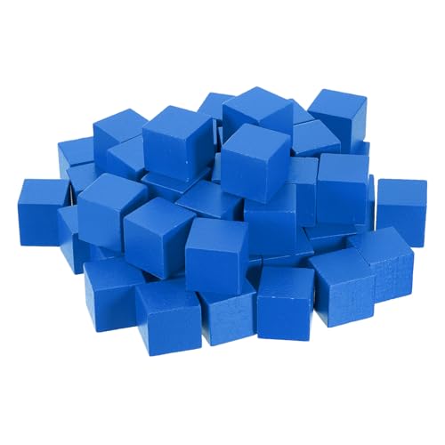 sourcing map Holzblöcke zum Basteln, 2,5 cm, unlackierter Holzwürfel, Kiefernholz, quadratischer Block für Bastelprojekte, Blau, 100 Stück von sourcing map