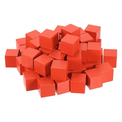 sourcing map Holzblöcke zum Basteln, 2,5 cm, unlackierter Holzwürfel, Kiefernholz, quadratischer Block für Bastelprojekte, Orange, 100 Stück von sourcing map