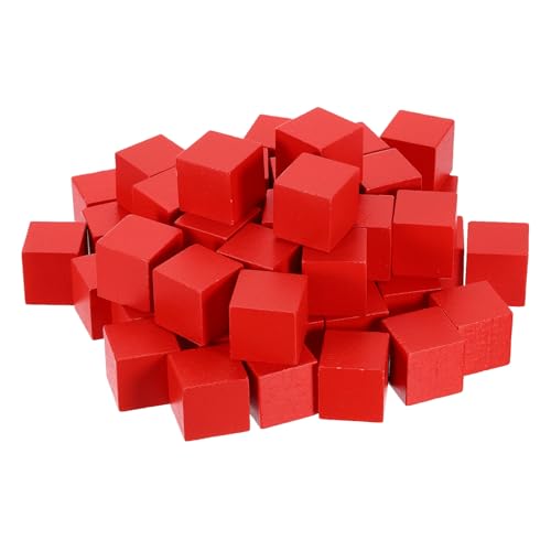 sourcing map Holzblöcke zum Basteln, 2,5 cm, unlackierter Holzwürfel, Kiefernholz, quadratischer Block für Bastelprojekte, Rot, 100 Stück von sourcing map