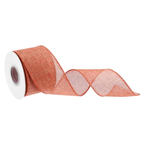 sourcing map Juteband mit Drahtrand, dunkelorange, 6,4 cm x 9,1 m, Drahtband für Geschenkverpackungen, Schleifen, Kranz, Weihnachtsbaum, Blumenstrauß, mit Rolle von sourcing map