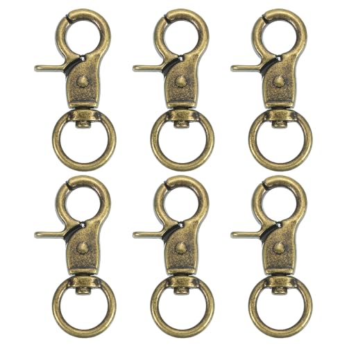 sourcing map Karabinerhaken mit Drehgelenk, 13 mm, robust, Metall, Karabinerverschluss, Schlüsselband-Clips für Gurte, Taschen, Gürtel, Lederwaren, Bronze, 6 Stück von sourcing map